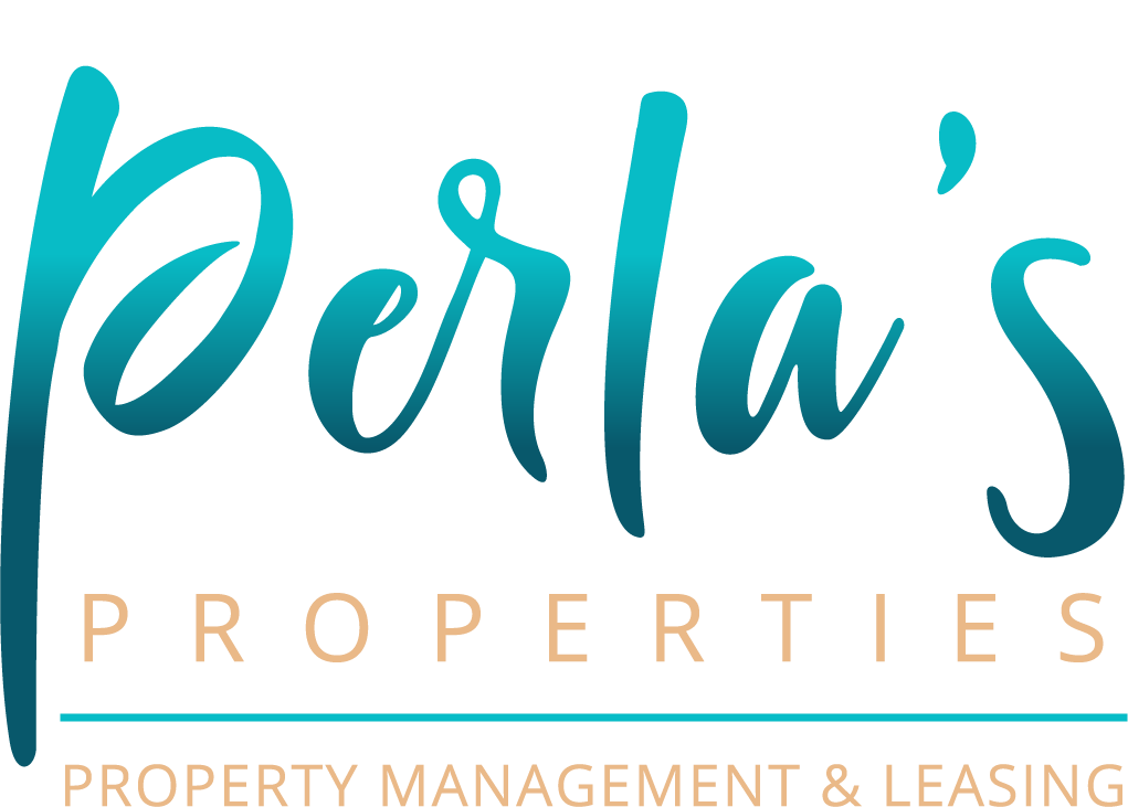perla's properties logo with white background underline text property management and leasing