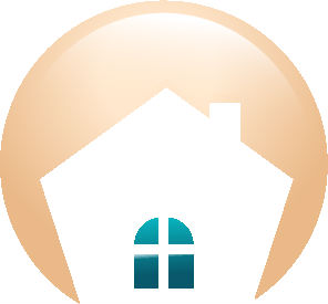 middle of perla's logo cream colored circle with white house outline